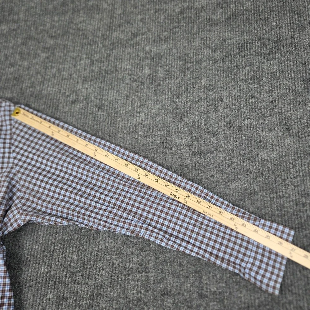 Polo Ralph Lauren Mens XXL Brown Blue Plaid Cotton Stretch Classic Fit‎ Shirt